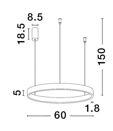 Nova Luce ELOWEN LED Pendelleuchte Silber 60W Warmweiss 150x60cm dimmbar 9345662