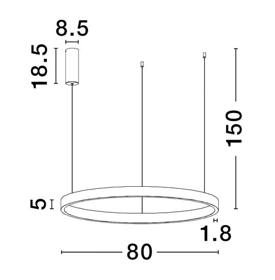 Nova Luce ELOWEN LED Pendelleuchte Silber 77W Warmweiss 150x80cm dimmbar 9345666