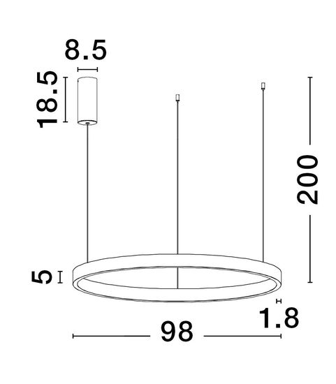 Nova Luce ELOWEN LED Pendelleuchte Silber 106W Warmweiss 200x98cm dimmbar 9345670