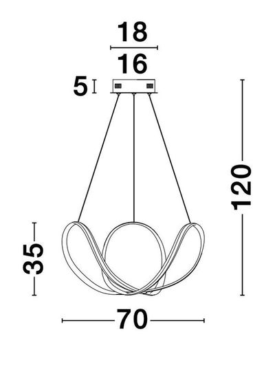 Nova Luce APUS LED Pendelleuchte Schwarz 50W Warmweiss 120x70cm dimmbar 9348051