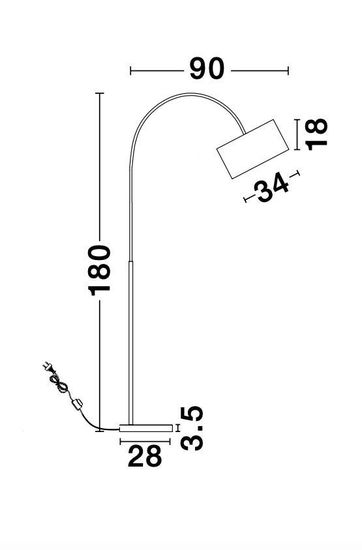 Nova Luce SAMA Stehlampe E27 Weiß 90x34x180cm 9401653