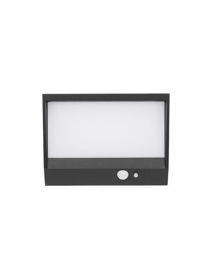 Nova Luce VALOR LED Wandleuchte Anthrazit 2W IP65 Warmweiss 18,6x7,2x14cm Solar Bewegungsmelder 9492540