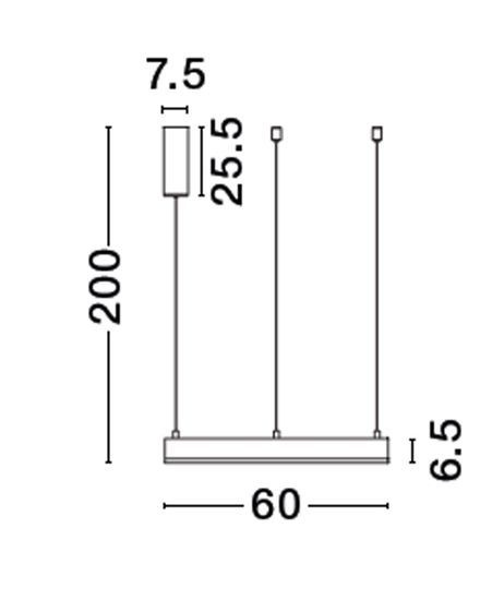 Nova Luce MOTIF LED Pendelleuchte Schwarz 40W Steuerbare Lichtfarbe 200x60cm dimmbar 9530212