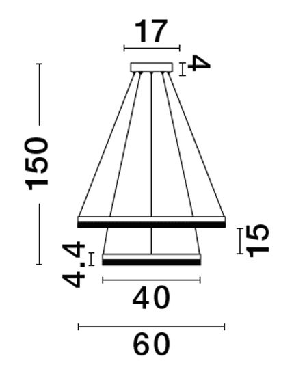 Nova Luce ADRIA LED Pendelleuchte Schwarz 52W Warmweiss 150x60cm dimmbar 9530229