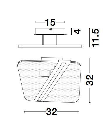 Nova Luce JERTUNA LED Deckenleuchte Gold 20W Warmweiss 32x32x11,5cm 9545221