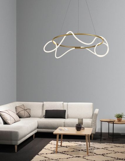 Nova Luce TIRIAC LED Pendelleuchte Gold 43W Warmweiss 120x70cm dimmbar 9548104