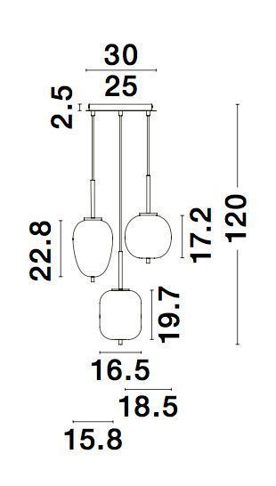 Nova Luce LATO Pendelleuchte E14 3-fach Schwarz 120x30cm dimmbar 9624078