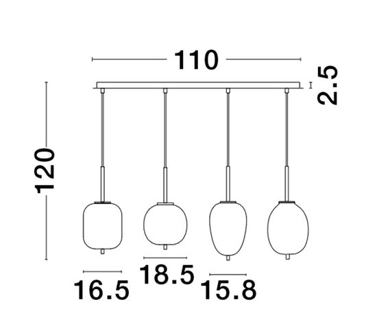 Nova Luce LATO Pendelleuchte E14 4-fach Gold 110x18,5x120cm dimmbar 9624083