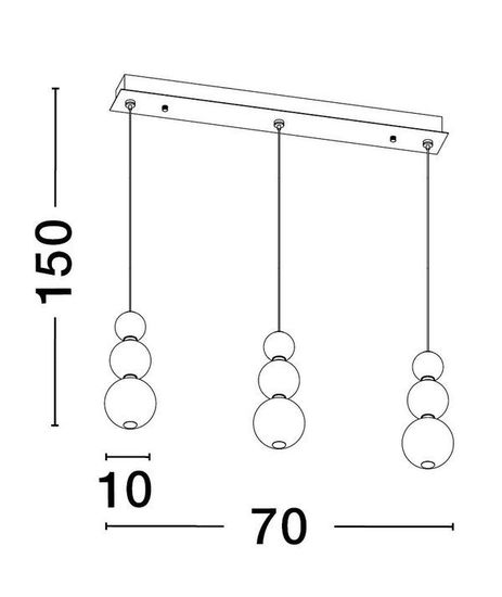 Nova Luce PERLA LED Pendelleuchte Gold 24W Warmweiss 70x10x150cm dimmbar 9695243