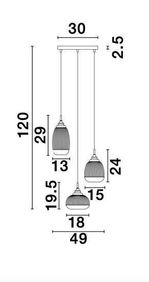 Nova Luce MOND Pendelleuchte E14 3-fach Gold 120x49cm dimmbar 9731214