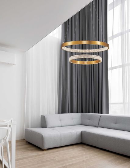 Nova Luce PRESTON LED Pendelleuchte Gold 62W Warmweiss 120x60cm dimmbar 9862852