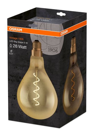 OSRAM Vintage 1906 E27 A160 Filament LED Lampe 5W 300Lm 2000K warmweiss wie 28W 4058075091993