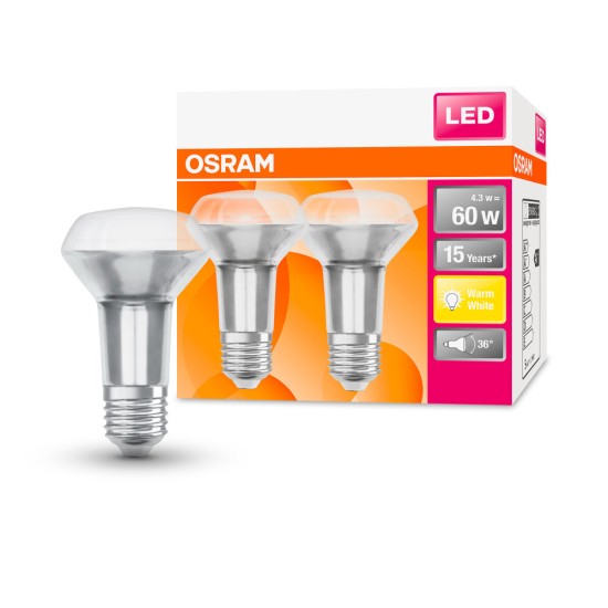 2er Pack Osram LED Spot STAR R63 36° 4.3W warmweiss E27 4058075097049 wie 60W