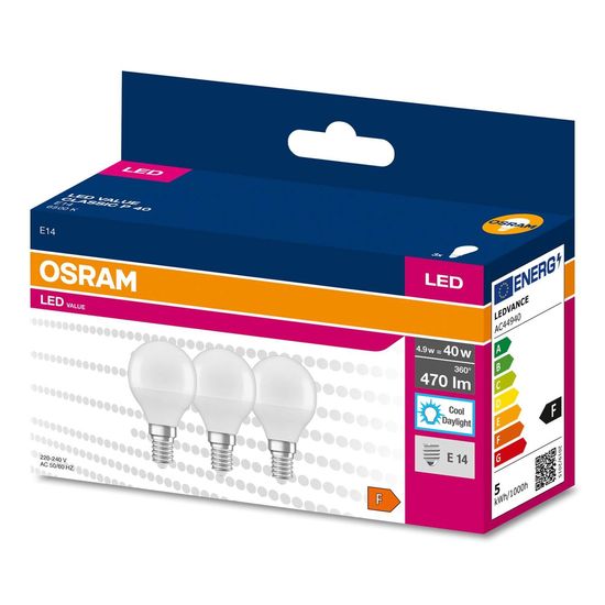 OSRAM LED VALUE CLASSIC 40 4.9WE14 Lampe 470lm 6500K tageslichtweiss wie 40W 4058075476233