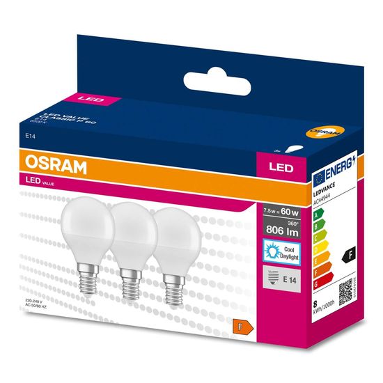 OSRAM LED VALUE CLASSIC 60 7.5WE14 Lampe 806lm 6500K tageslichtweiss wie 60W 4058075476325