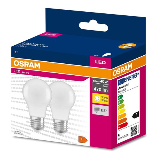 OSRAM LED VALUE CLASSIC A 40 4.9W E27 Lampe 470lm 2700K warmweiss wie 40W 4058075478893