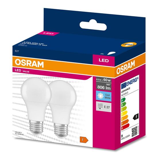 OSRAM LED VALUE CLASSIC A 60 8.5W E27 Lampe 806lm 4000K neutralweiss wie 60W 4058075478954