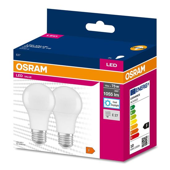 OSRAM LED VALUE CLASSIC A 75 10W E27 Lampe 1055lm 6500K tageslichtweiss wie 75W 4058075479074