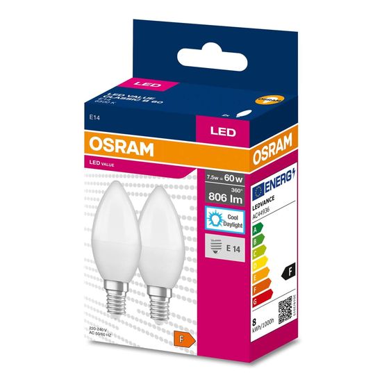 OSRAM LED VALUE CLASSIC B 60 7.5WE14 Lampe 806lm 6500K tageslichtweiss wie 60W 4058075479197