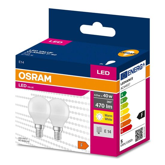 OSRAM LED VALUE CLASSIC 40 4.9WE14 Lampe 470lm 2700K warmweiss wie 40W 4058075479210