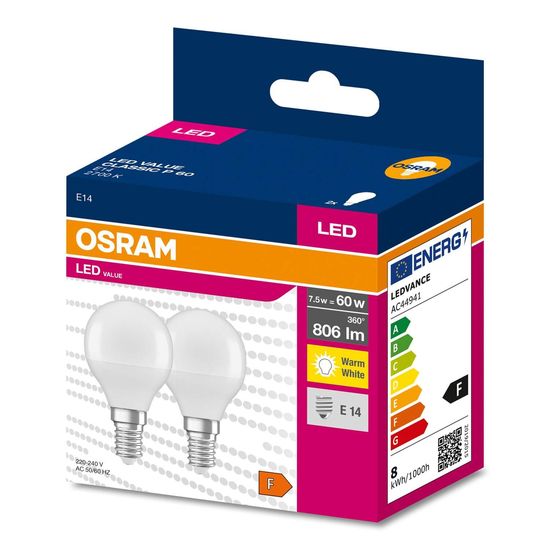 OSRAM LED VALUE CLASSIC 60 7.5WE14 Lampe 806lm 2700K warmweiss wie 60W 4058075479272