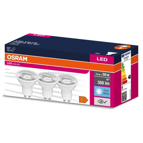 OSRAM LED VALUE PAR16 50 60 ° 4.5W GU10 Spot, Strahler 350lm 4000K neutralweiss wie 50W 4058075600126