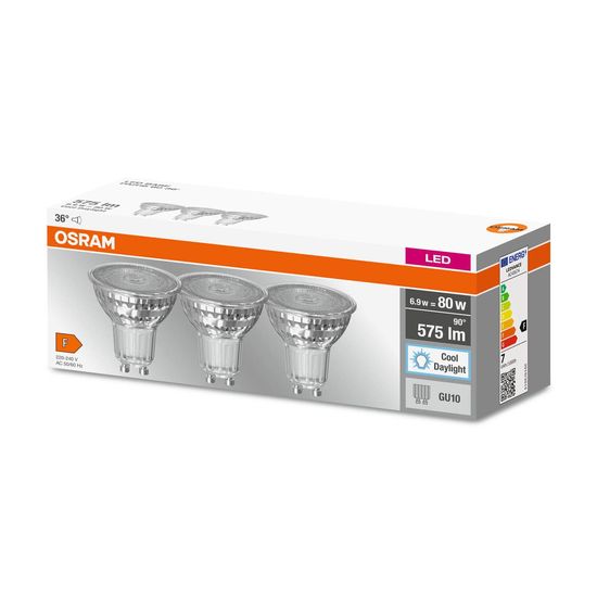 OSRAM LED BASE PAR16 6.9W 865 GU10 Spot, Strahler 575lm 6500K tageslichtweiss wie 80W 4058075614550