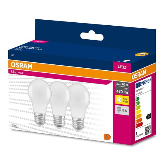 OSRAM LED VALUE CLASSIC A 40 4.9W E27 Lampe 470lm 3000K warmweiss wie 40W 4058075628922