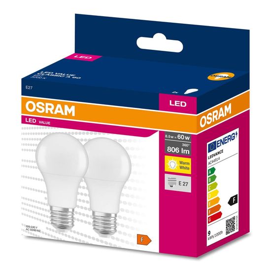 OSRAM LED VALUE CLASSIC A 60 8.5W E27 Lampe 806lm 3000K warmweiss wie 60W 4058075628984