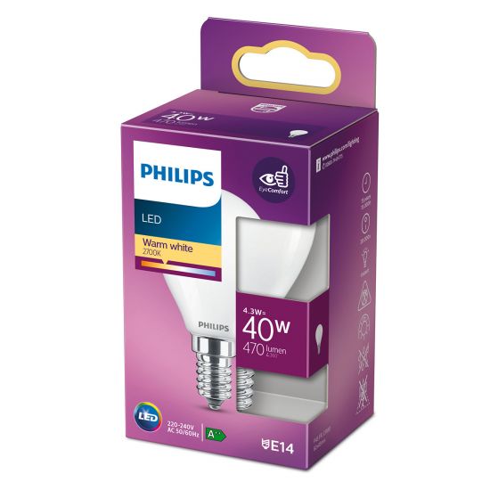 Philips LED Birne Classic 4.3W warmweiss E14 8718699763435