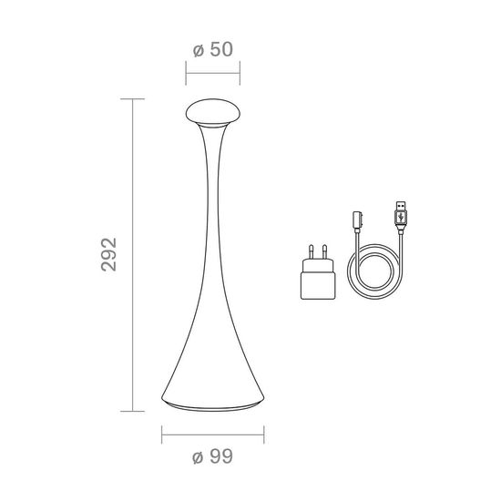 SIGOR Akku-Tischleuchte Nudrop 29cm feuerrot 2,2W Flex-Mood 2200K/2700K IP54 Ra85 dimmbar