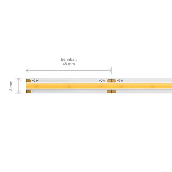 SIGOR 10W/m COB LED-Streifen Narrow 2700K 5m 512 LED/m IP20 24V 950lm/m RA90 Warmweiss