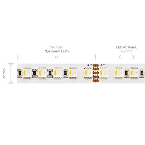 SIGOR 22W/m RGB+W LED-Streifen RGB/2700K 5m 192 LED/m IP20 24V 1853lm RA90