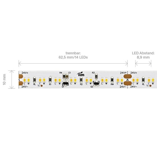 SIGOR 8,6W/m dimmbar-To-Warm LED-Streifen 3000-2300K 5m 224 LED/m IP20 24V 570lm RA90