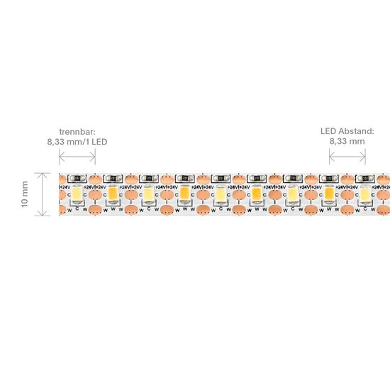 SIGOR 22W/m Tunable White LED-Streifen 2700K-6500K 5m 120LED/m IP20 24V 2200m/m RA90 Steuerbare Lichtfarbe