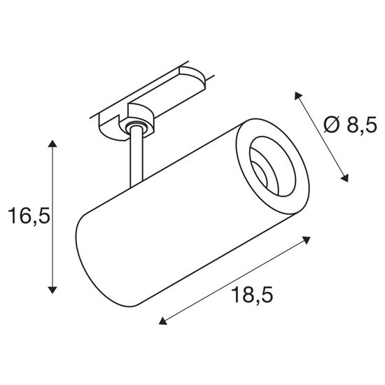 SLV 1004466 NUMINOS DALI M, 3 Phasen System Leuchte schwarz 3000K 24°