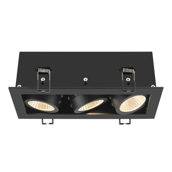 SLV 1007567 KADUX, LED Deckeneinbauleuchte, triple, 3000K, 38°, quadratisch, schwarz