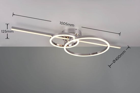 Trio Montilla LED Deckenleuchte  54W dimmbar Chrom CCT einstellbare Lichtfarbe Nachtlicht