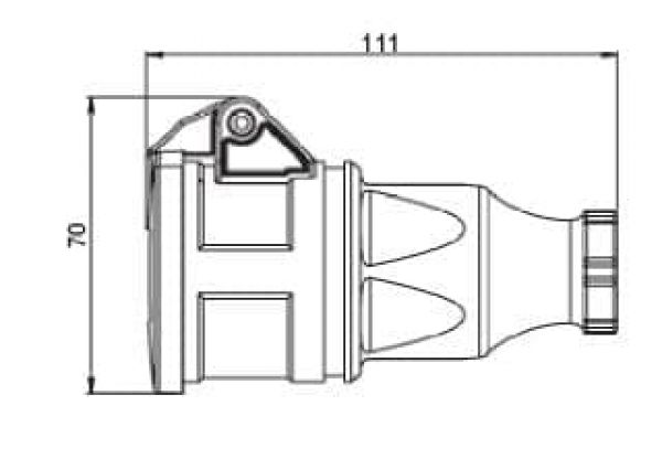 Kupplung Schutzkontaktkupplung Vollgummi mit Klappdeckel 250V IP54 PCE 2522-sr