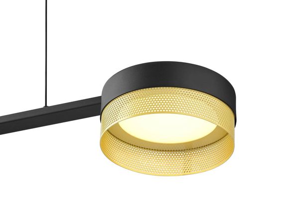 Hell Mesh LED Pendelleuchte 4-fach Warmweiss Dimmbar stufenlos höhenverstellbar Schwarz/Gold 20618/3-06