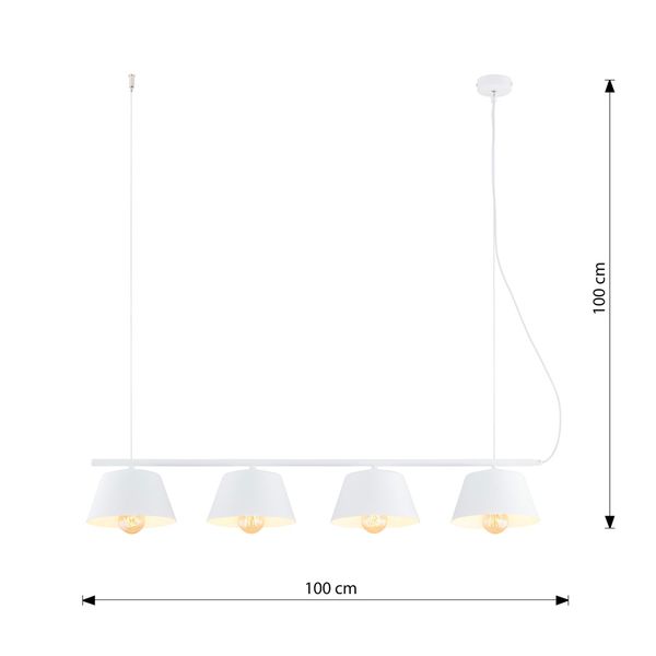 Bioledex Sandorim Pendelleuchte 4-fach E27 weiß 100x100x20cm Made in Europe