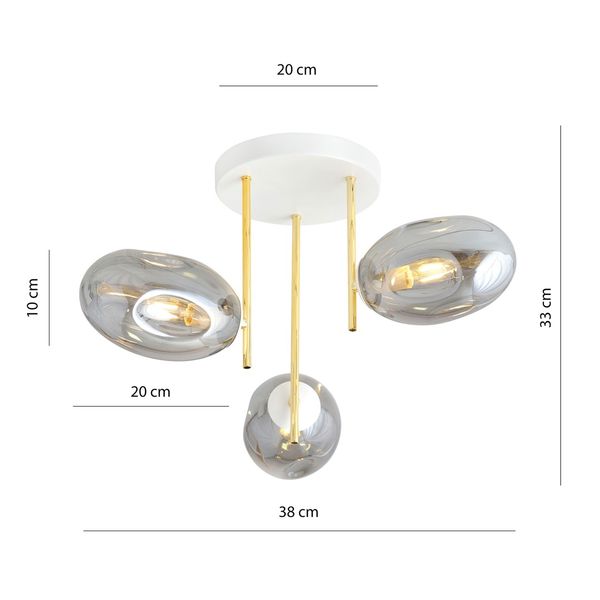 Bioledex Viburn Deckenleuchte 3-fach E14 weiß/gold anthrazit 38x32,5x38cm Made in Europe