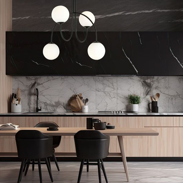 Bioledex Jonquira Deckenleuchte 4-fach E14 schwarz opal 50x58x50cm Made in Europe