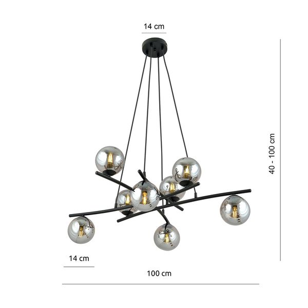 Bioledex Klaksor Pendelleuchte 8-fach E14 schwarz anthrazit 100x100x100cm Made in Europe