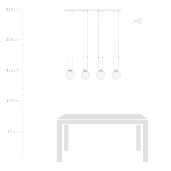 Bioledex Tonsern Pendelleuchte 4-fach E14 weiß/gold opal 92x115x15cm Made in Europe