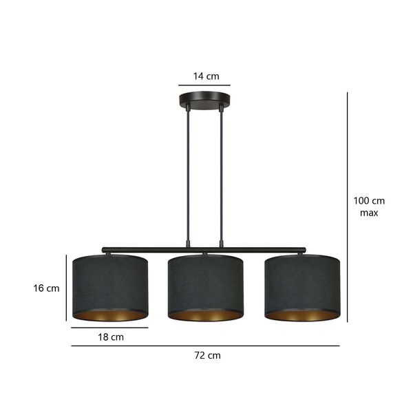 Bioledex Lyngar Pendelleuchte 3-fach E27 schwarz 72x100x18cm Made in Europe