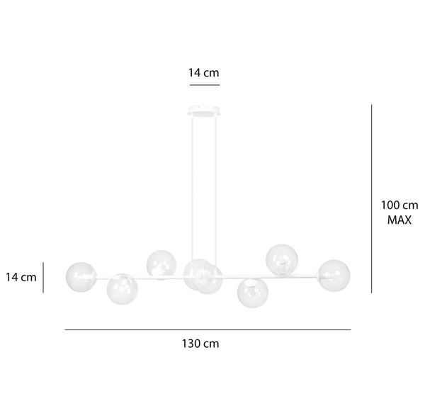 Bioledex Reythar Pendelleuchte 8-fach E14 weiß anthrazit 130x100x30cm Made in Europe