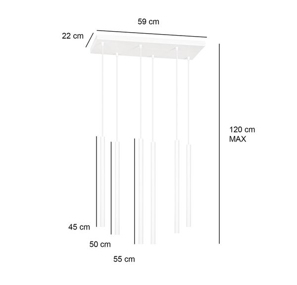 Bioledex Tamrisal Pendelleuchte 6-fach G9 weiß 59x120x22cm Made in Europe