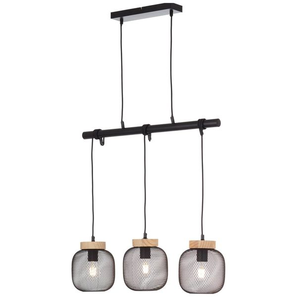 Brilliant Giada Pendelleuchte, 3-flammig E27 Schwarz Holz FSC 99282/76