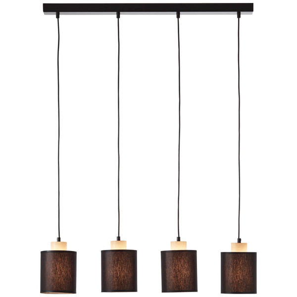 Brilliant Vonnie Pendelleuchte, 4-flammig E27 Schwarz Holz Made in Europe, FSC 99413/76